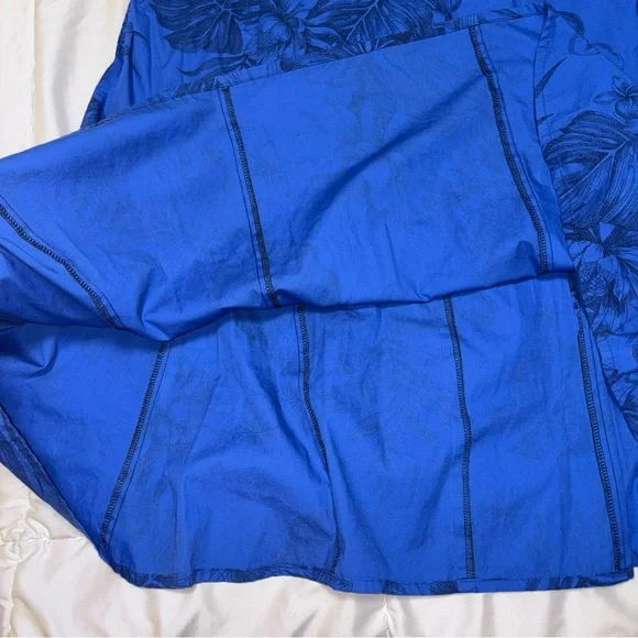 Two Palms Pacific Navy Hawaiian Long Muumuu 2X XL Vintage Cotton Aloha - Picture 2 of 7